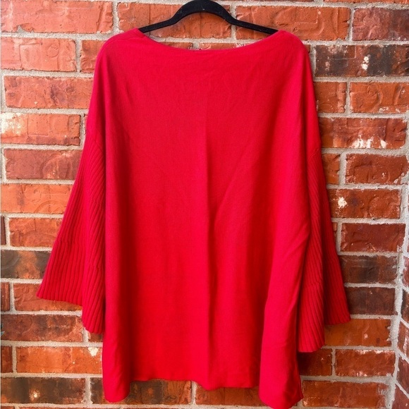 Lane Bryant Womens 22/24 Red Ribbed Flare Wide Sleeve Sweater - Picture 4 of 9